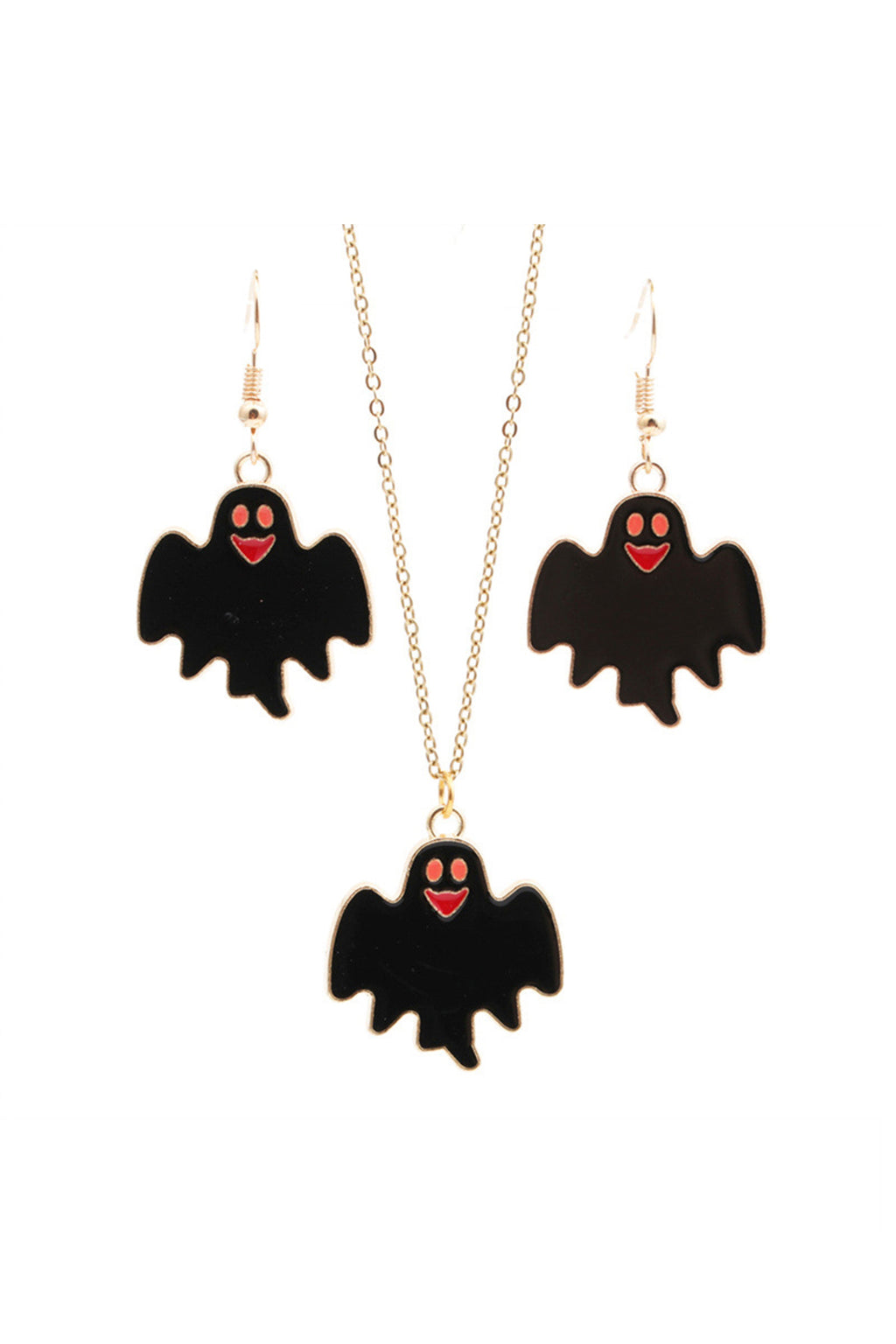 Ghost Pendant Necklace Earrings Set N4420