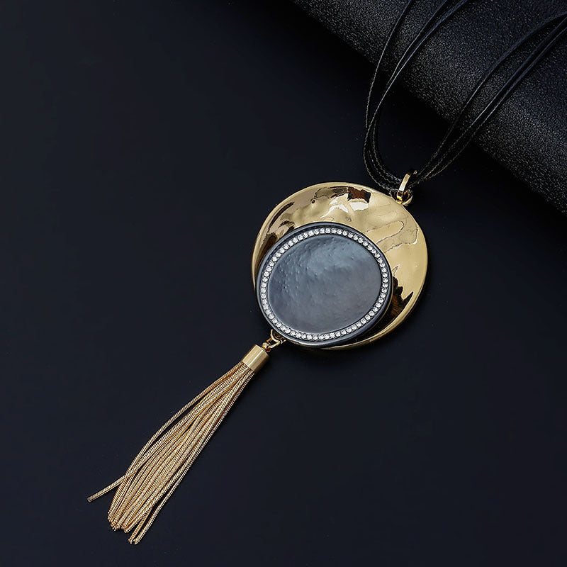 Pendant Tassel Leather Necklace N4468