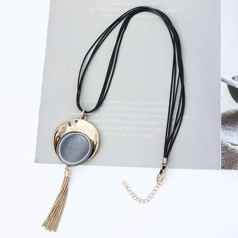 Pendant Tassel Leather Necklace N4468