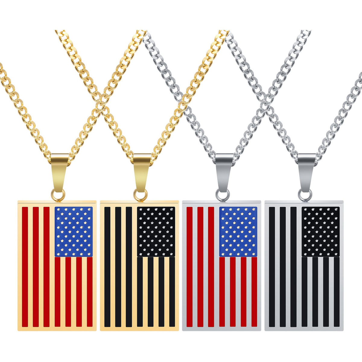 American Flag Stainless Steel Necklaces N4471