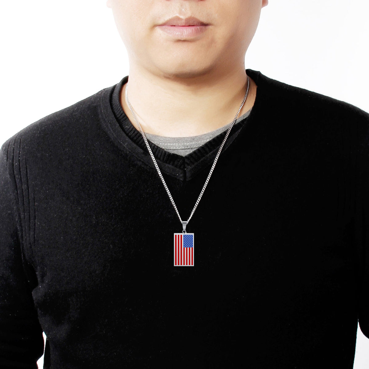 American Flag Stainless Steel Necklaces N4471 – view 4