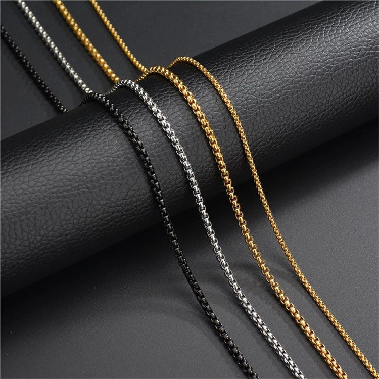 2 MM Stainless Steel Chain Necklace N4487-Black