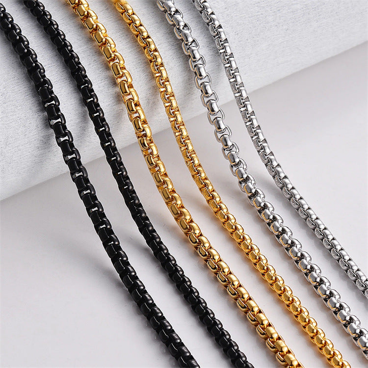 2 MM Stainless Steel Chain Necklace N4487-Black