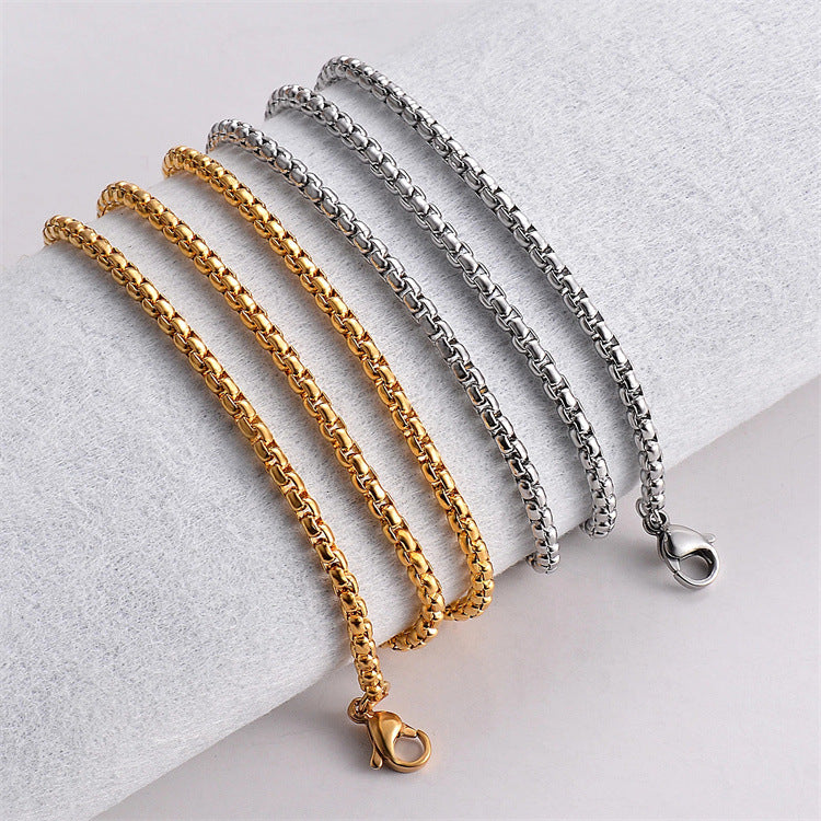 2 MM Stainless Steel Chain Necklace N4487-Black