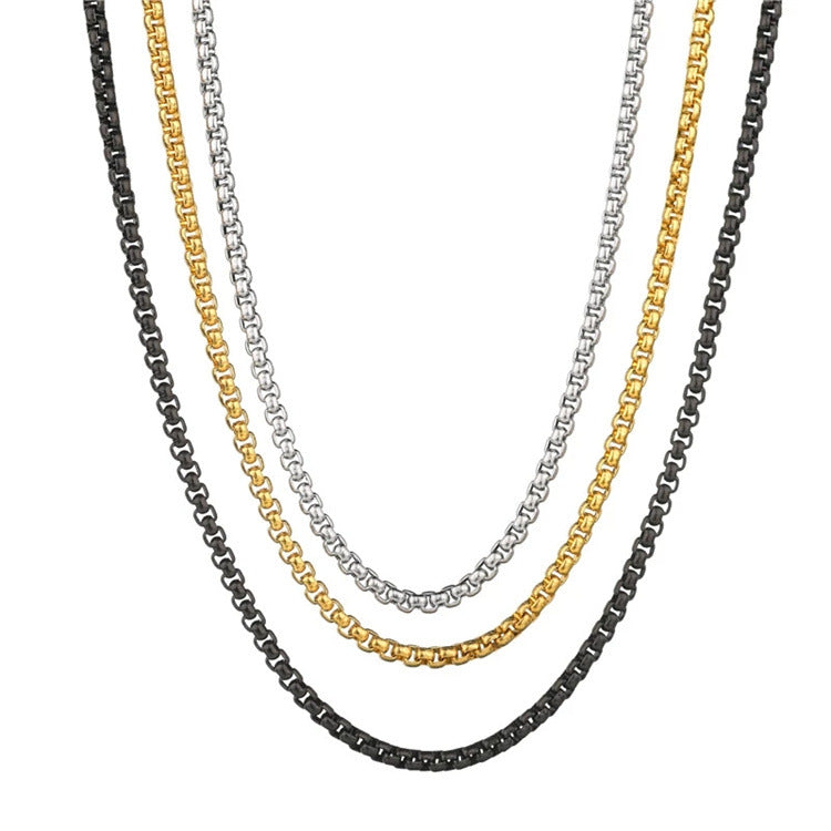 2 MM Stainless Steel Chain Necklace N4487-Black