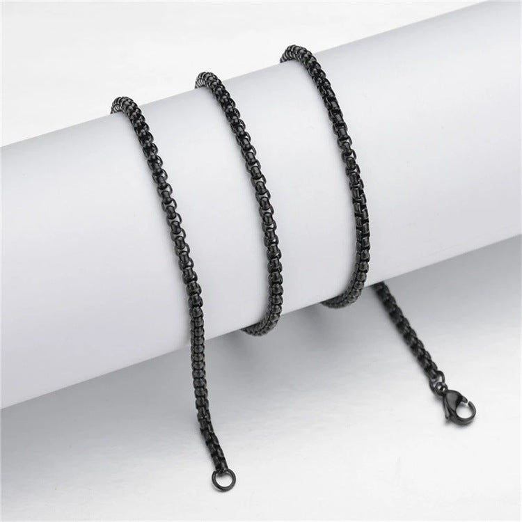 2 MM Stainless Steel Chain Necklace N4487-Black