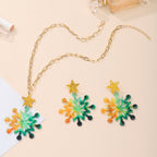Snowflake Acrylic Pendant Necklace Earrings Set N4497
