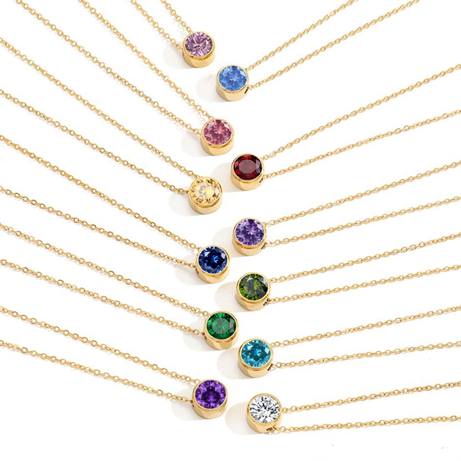 Rhinestone Stainless Steel Chain Necklace N4563