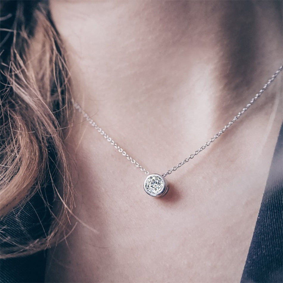 Rhinestone Stainless Steel Chain Necklace N4563