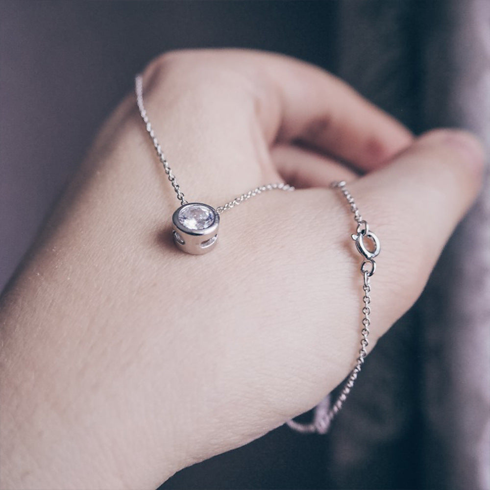 Rhinestone Stainless Steel Chain Necklace N4563