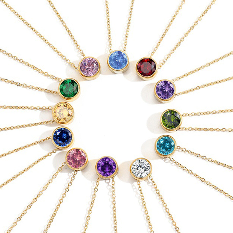 Rhinestone Stainless Steel Chain Necklace N4563