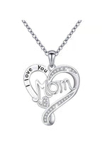 Love Mom Rhinestone 925 SILVER Necklace N4576