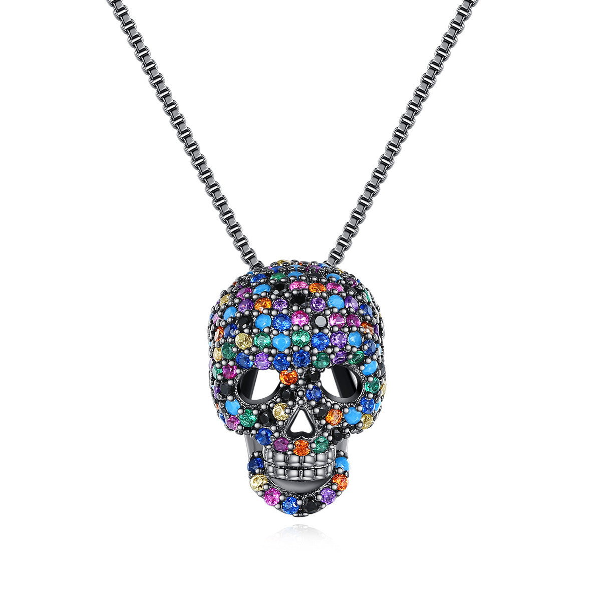 Skull Cubic Zirconia Pendant Necklace N4663