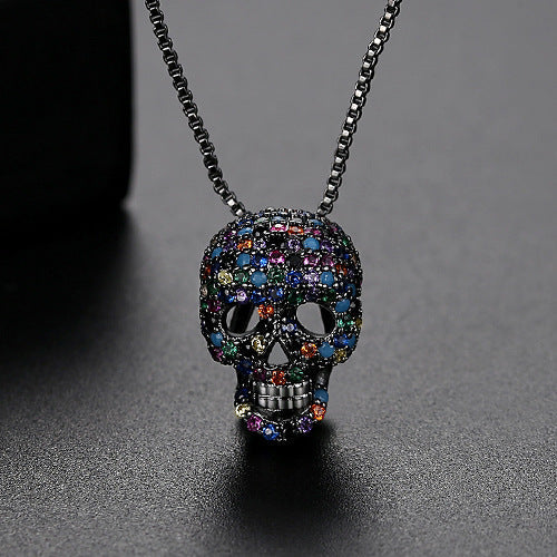 Skull Cubic Zirconia Pendant Necklace N4663