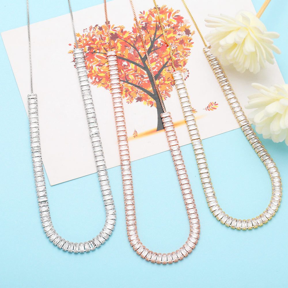 Cubic Zirconia Chain Necklace N4667