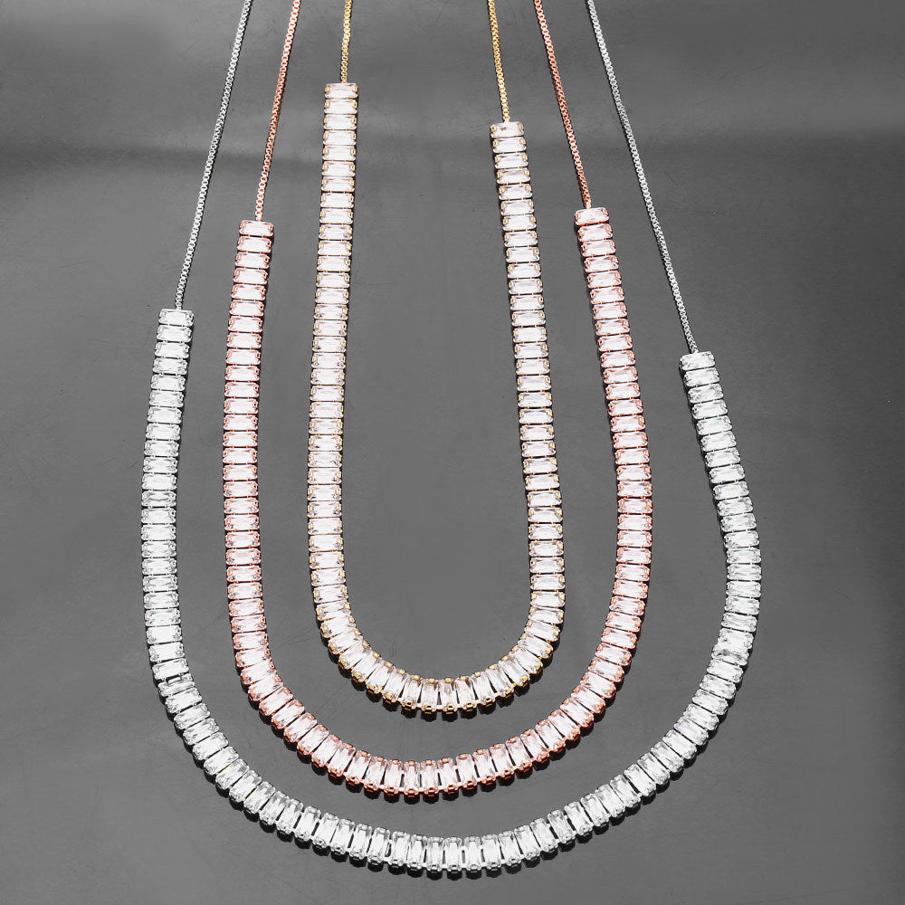 Cubic Zirconia Chain Necklace N4667
