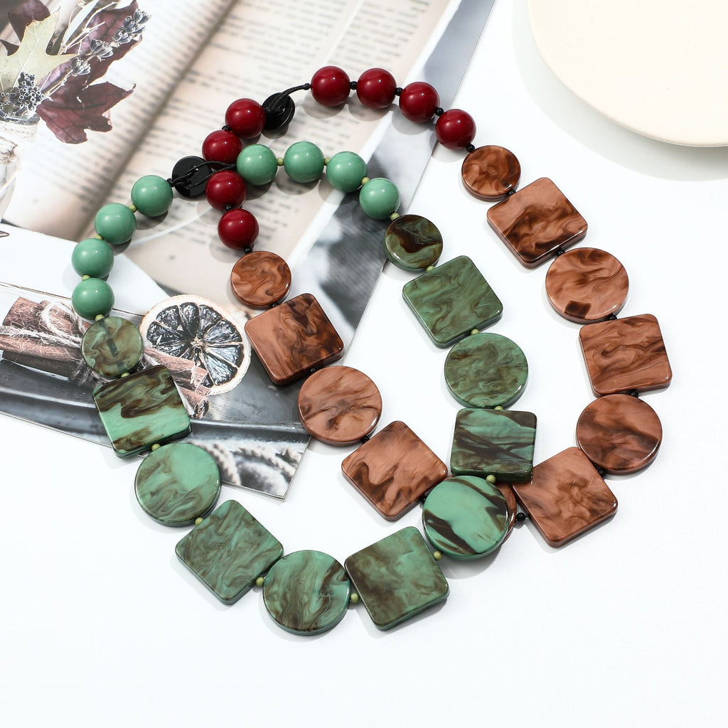 Geometry Acrylic Beaded Necklace N4673