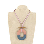 Oval Acrylic Leather Necklace N4680