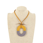 Oval Acrylic Leather Necklace N4680