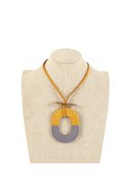 Oval Acrylic Leather Necklace N4680