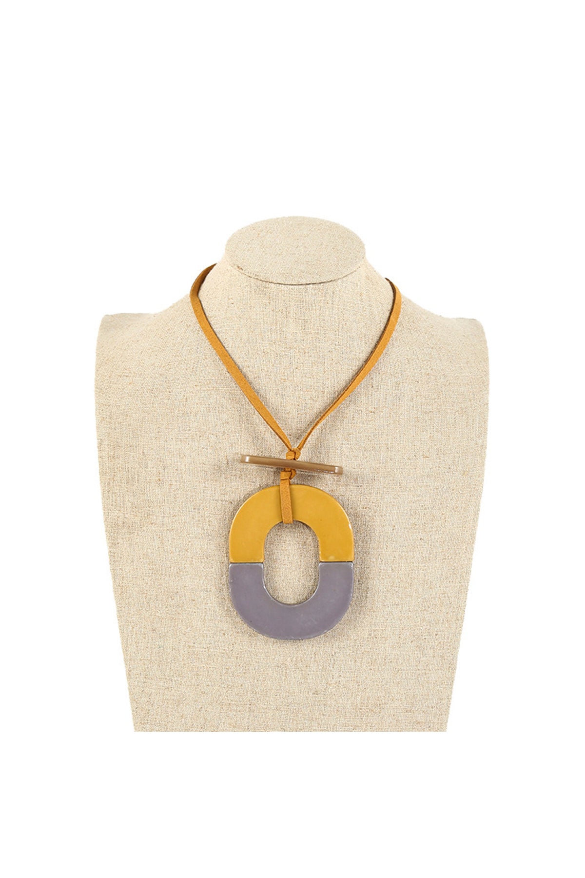 Oval Acrylic Leather Necklace N4680