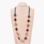 Geometric Acrylic Bead Leather Necklace N4681