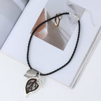 Leaf Alloy Leather Necklace N4686