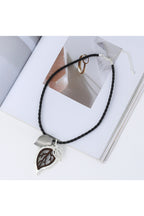 Leaf Alloy Leather Necklace N4686