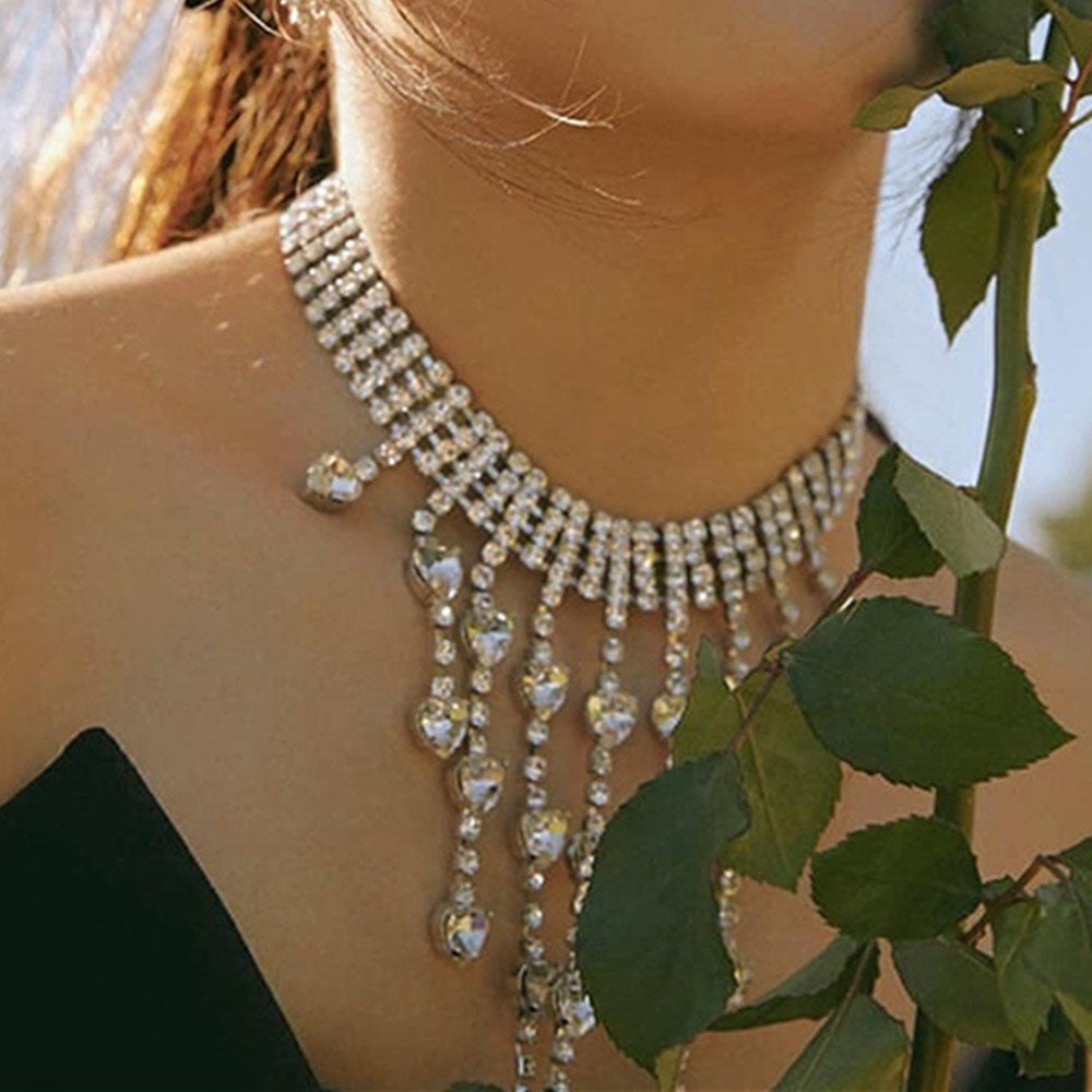 Tassel Rhinestone Necklace N4695