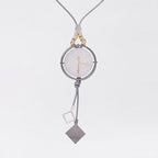 Clock Pendant Leather Necklace N4708