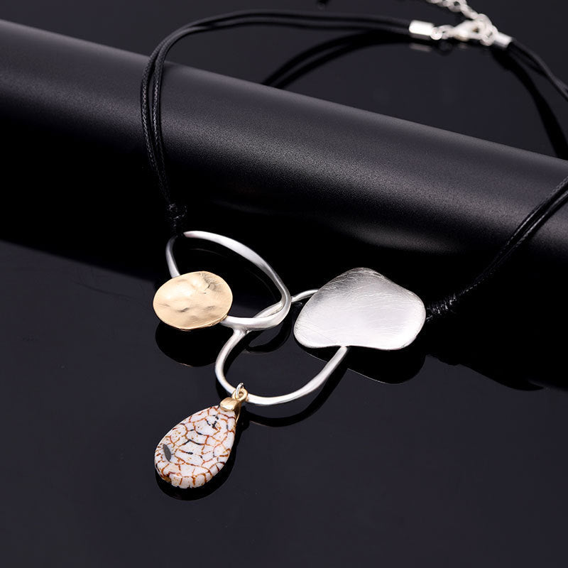 Geometry Alloy Leather Necklace N4709