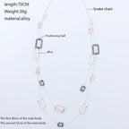 Geometric Square Alloy Chain Necklace N4733 - view 3
