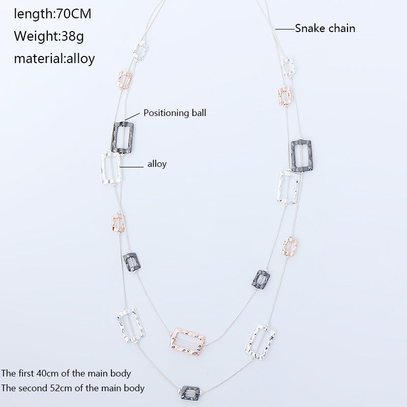 Geometric Square Alloy Chain Necklace N4733 - view 3