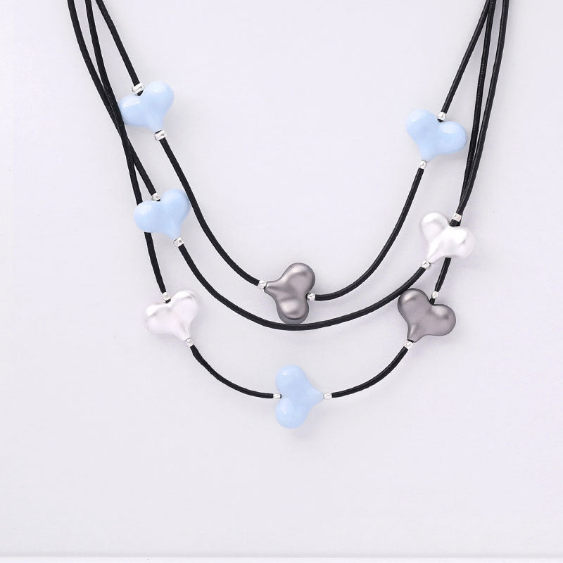 Multilayer Heart Leather Necklace N4744