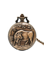 Cow Zodiac Alloy Pocket Watch N4770