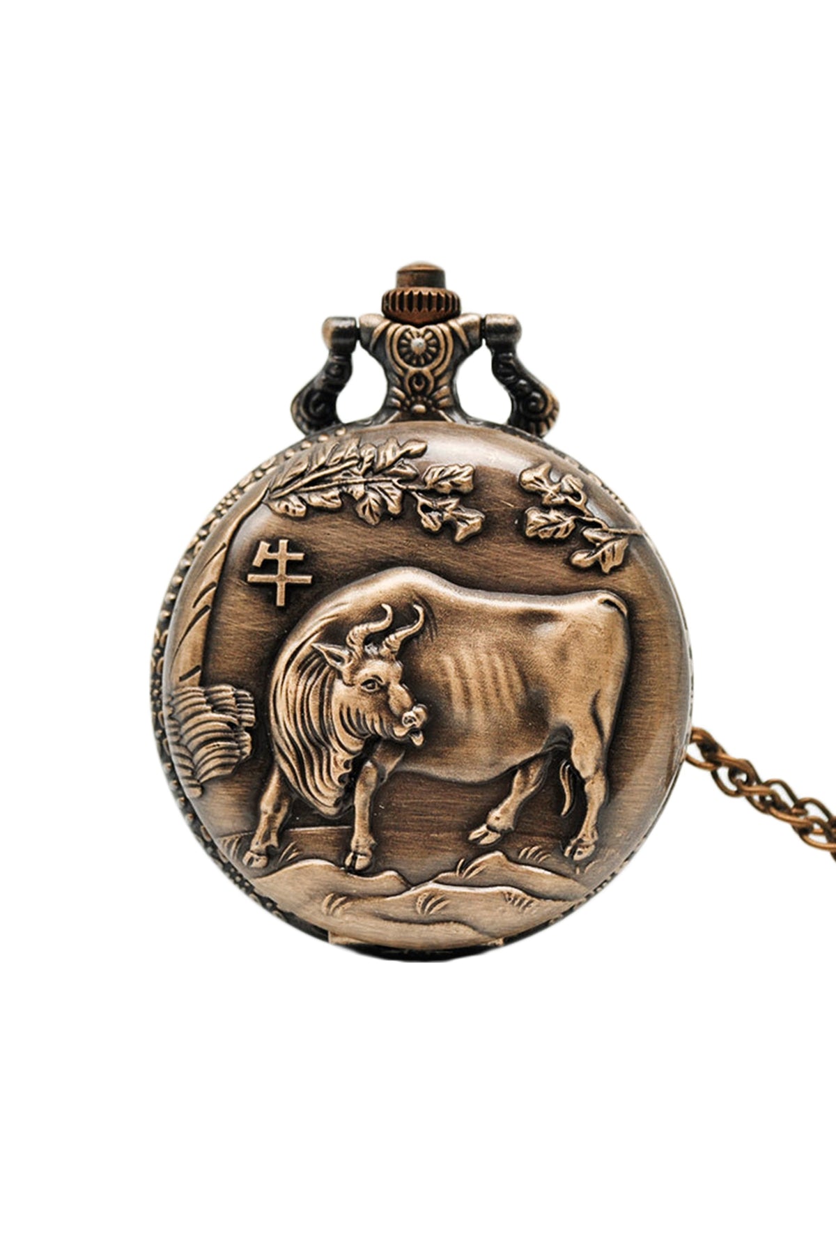 Cow Zodiac Alloy Pocket Watch N4770
