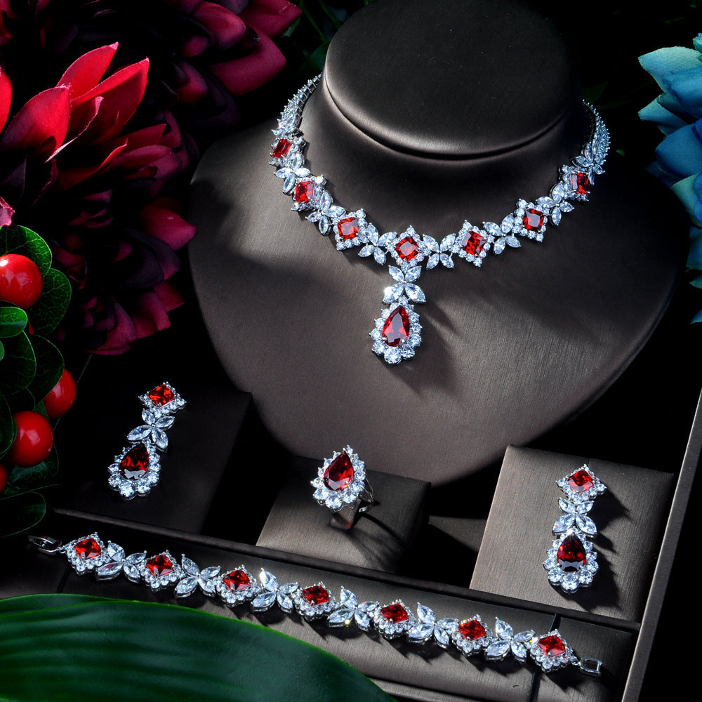 Cubic Zirconia Necklace Bracelet Earrings  Rings N4786-SET