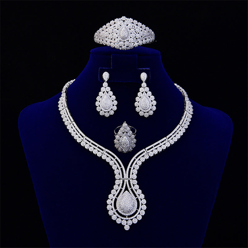 Cubic Zirconia Necklace Bracelet Earrings  Rings N4788-SET