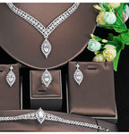 Cubic Zirconia Necklace Bracelet Earrings Rings N4789-SET