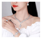 Cubic Zirconia Necklace Bracelet Earrings Rings N4789-SET