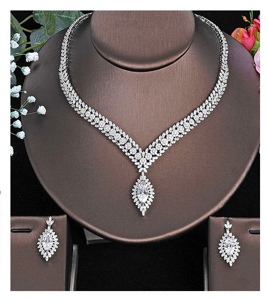 Cubic Zirconia Necklace Bracelet Earrings Rings N4789-SET
