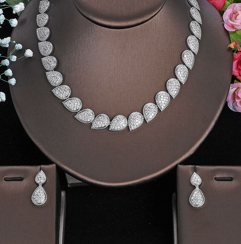 Cubic Zirconia Necklace Bracelet Earrings Rings N4790-SET