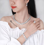Cubic Zirconia Necklace Bracelet Earrings Rings N4790-SET