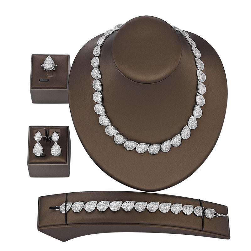 Cubic Zirconia Necklace Bracelet Earrings Rings N4790-SET