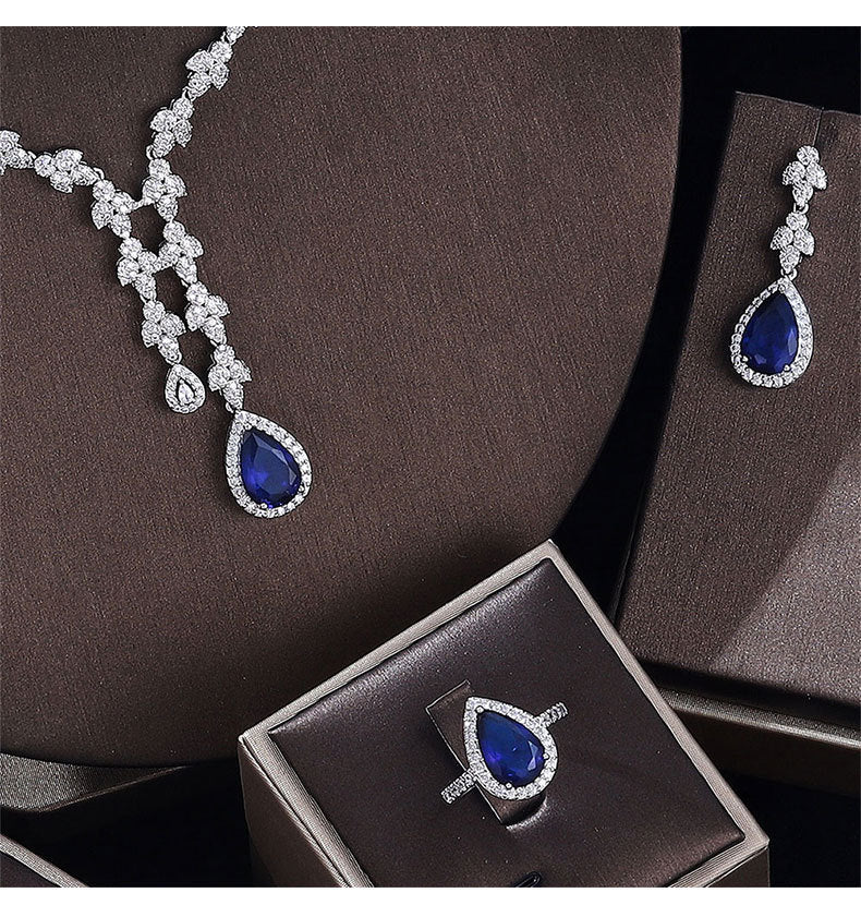 Cubic Zirconia Necklace Bracelet Earrings Rings N4791-SET