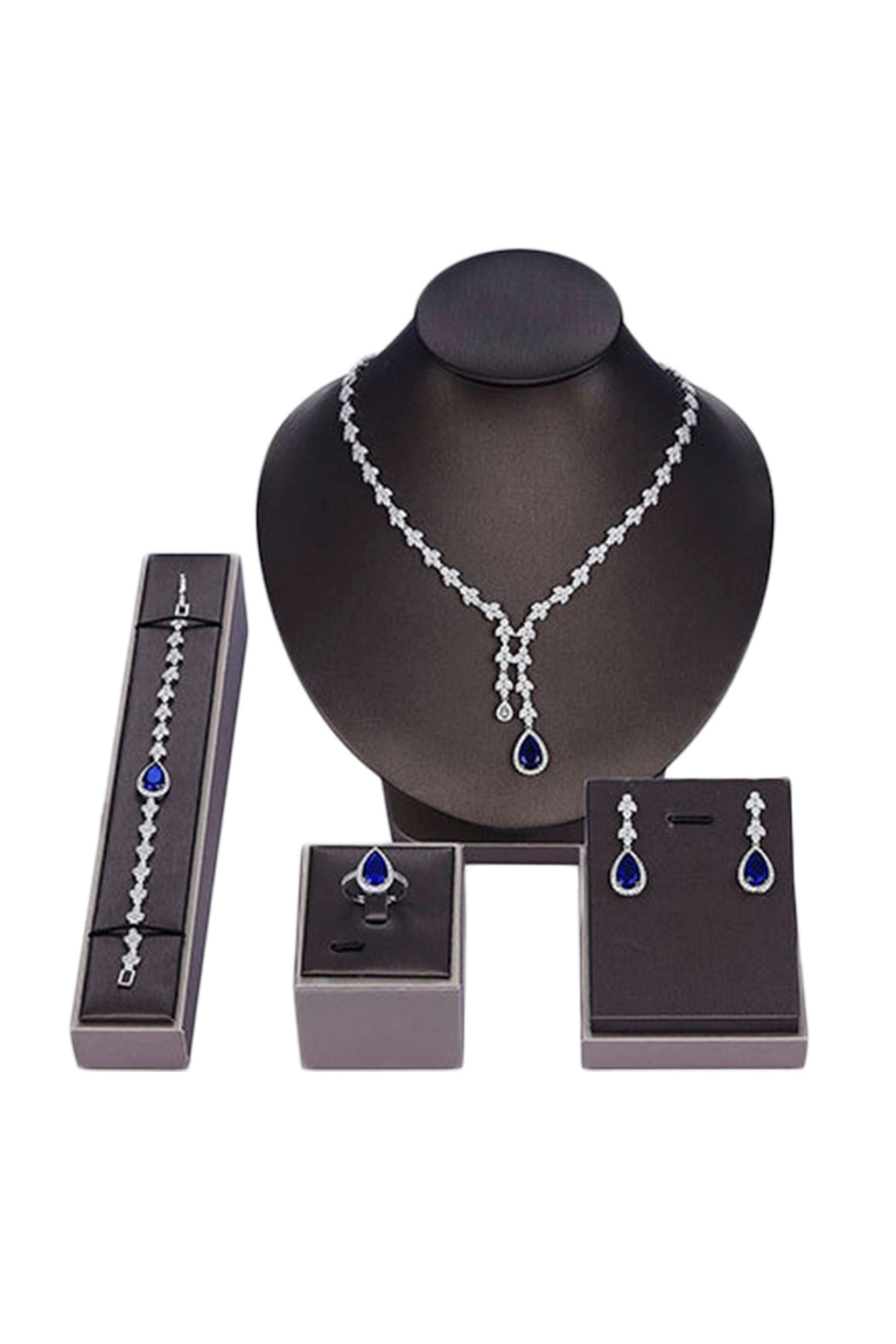 Cubic Zirconia Necklace Bracelet Earrings Rings N4791-SET