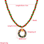 Christmas Wreath Pendant Bead Necklace N4813