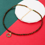 Christmas Wreath Pendant Bead Necklace N4813