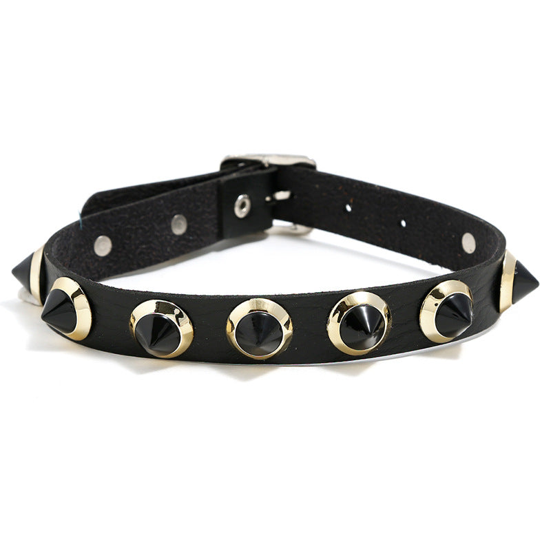 Punk Rivet Leather Choker N4815