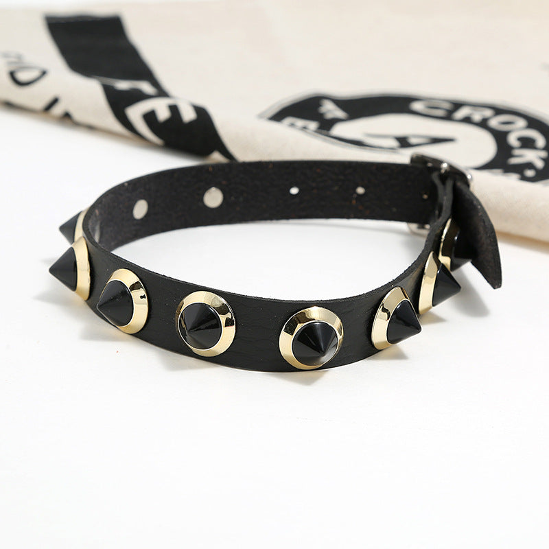 Punk Rivet Leather Choker N4815